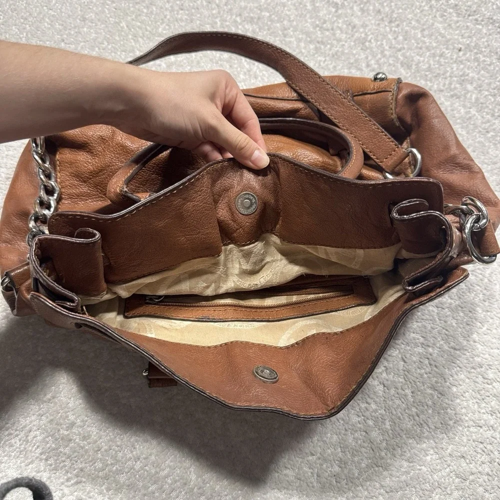MICHAEL Michael Kors Women's Leather Purse Hamilton North South Tote Brown